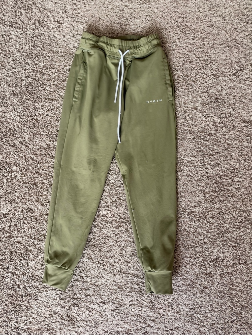 NVGTN Olive Green Jogger Pants with White Drawstring